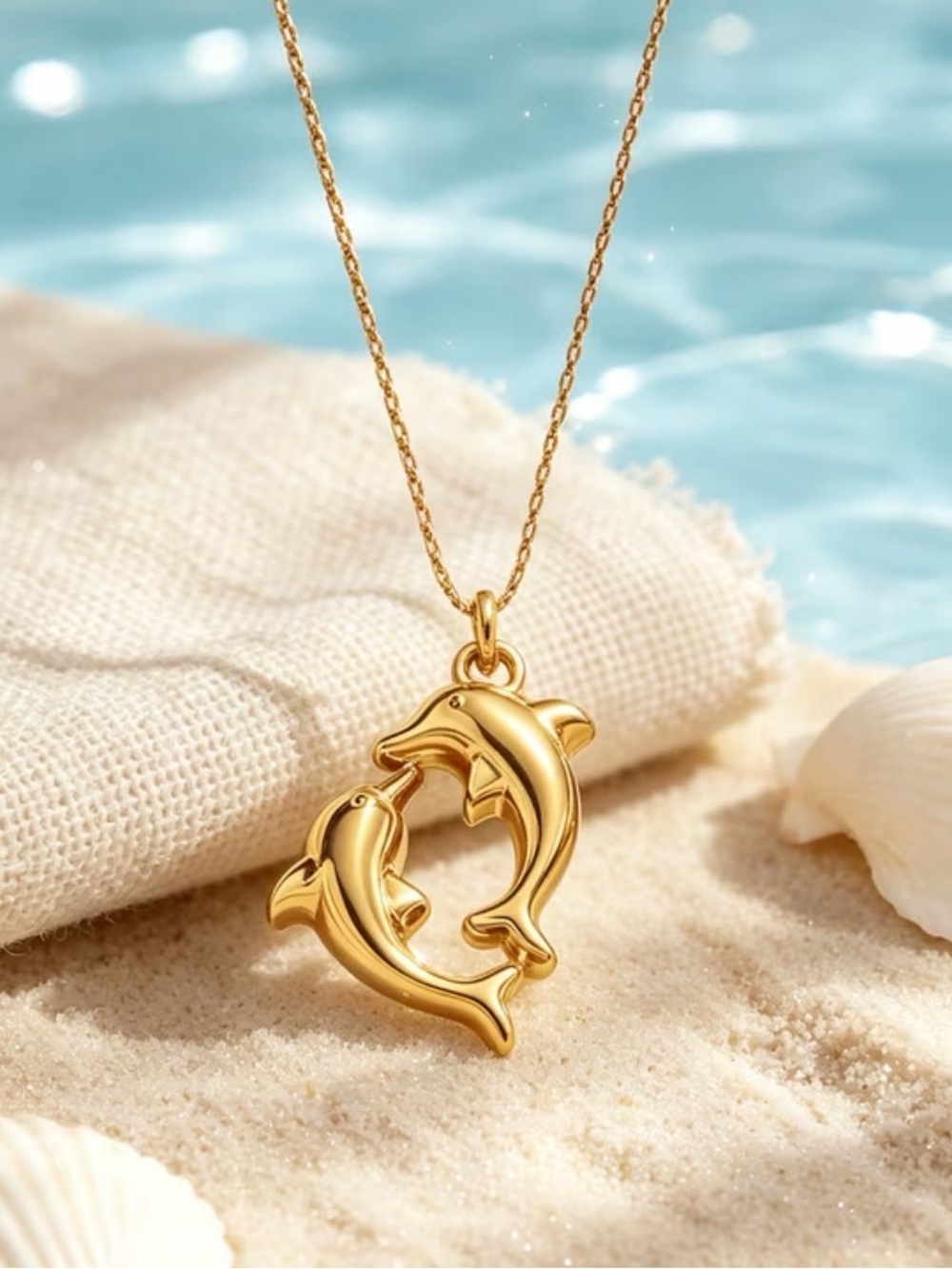 Gold Dolphin Pendant Necklace - Elegant Women’s Jewelry